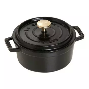 Staub Cocotte Круглый черный маленький эмалированный горшок ручной работы IH Совместимый японский La Cocotte Круглый Pico 12 см [Авторизованный продукт] 40509-471