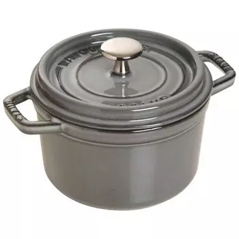 Staub Cocotte Круглый Серый Маленький Горшок Ручной Литой Эмали IH Совместимый Японский La Cocotte Круглый Pico 14 см [Авторизованный Продукт] 40509-475