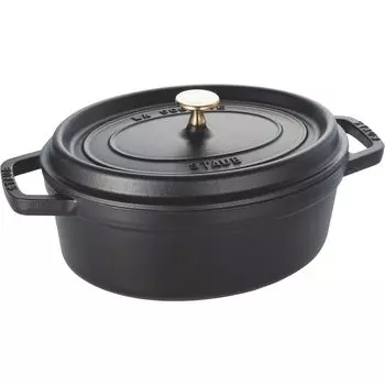 Staub Cocotte Oval Black большой эмалированный горшок ручной работы, совместимый с IH, японский La Cocotte Oval Pico 27 см [Авторизованный продукт] 40500-271