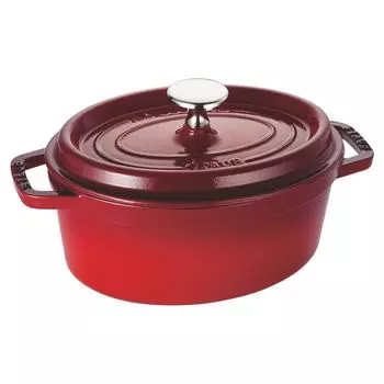 staub Cocotte Oval Cherry Маленький эмалированный горшок ручной работы, совместимый с IH, японский La Cocotte Oval Pico 17 см [Авторизованный продукт] 40511-498