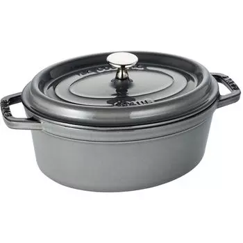 Staub Cocotte Oval Grey Оба отлиты вручную эмалированный горшок IH совместимый японский La Cocotte Oval Pico 23 см [Авторизованный продукт] 40500-236