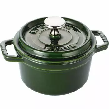 Staub Cocotte Round Basil Green Small Hand Литой эмалированный горшок IH Совместимый с японским La Cocotte Round Pico 14 см [Авторизованный продукт] 40509-796