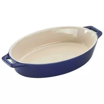 staub Dish Gran Blue Ceramic Gratin Dish Oven Microwave Safe Japanese Dish Oval 23cm [Authorized Product] 40508-604 синий