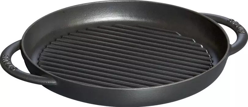 staub Grill Round Black Grill Both Cast IH Compatible Japanese Grill Frying Pan Pure 26cm Pan, Hands, Metal, Enamel, [Authorized Product] &