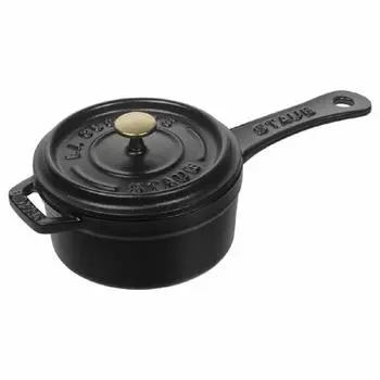 staub Кастрюля черная маленькая литая эмалированная кастрюля для одной руки японская кастрюля Маленькая 10 см [Авторизованный продукт] 40509-537 чёрный
