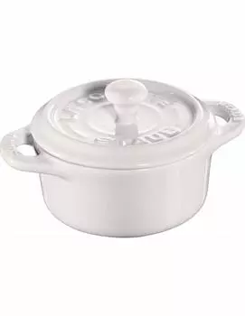 staub Кокот Круглый Белый Жаростойкий Контейнер для хранения Микроволновая печь Безопасный Японский Керамический Кокот Круглый Мини 10см [Авторизованный Продукт] 40511-083 белый