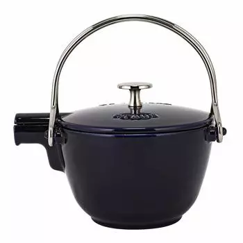 Staub круглый эмалированный чайник с ситечком для чая IH совместимый чайник термочайник стильный 1650091 темно-синий круглый чайник темно-синий [Staub] 16.5 см темно-синий