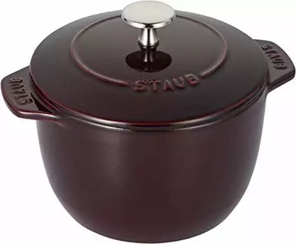 staub La Cocotte de Gohan 40511-561 La Cocotte de Gohan Grenadine Red, M, 6.3 inches (16 cm), Rice Pot, 2 Pieces, Cast Iron, Induction Compatible, Ric