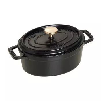 Staub La Cocotte Oval 40509-478 Pico Cocotte Oval Black 5.9 inches (15 cm) Small, Both Handed Casting, Enameled Pot, Induction Compatible, Japanese Au