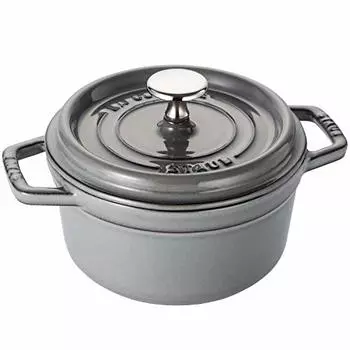 STAUB La Cocotte Round 40509-479 Pico Cocotte Round Серый 6,3 дюйма (16 см) Маленькая, двухручная отливка, эмалированная кастрюля, совместимая с индукцией, японская А