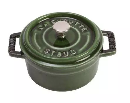 Staub La Cocotte Round 40509-804 Mini Pico Cocotte Round Basil Green 40509-804 Small Two-Handed Enameled Pot