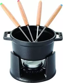 staub Mini Chocolate Fondue Set Black 10cm Fondue Pot Authorized Japanese Product] Specialty 40509-587