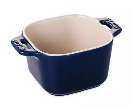 staub Mini Square Ramekin Blue Ceramic Container Small Bowl Heatresistant Safe to Microwave Japanese Ramekin Square Extra 8cm [Авторизованный продукт] синий