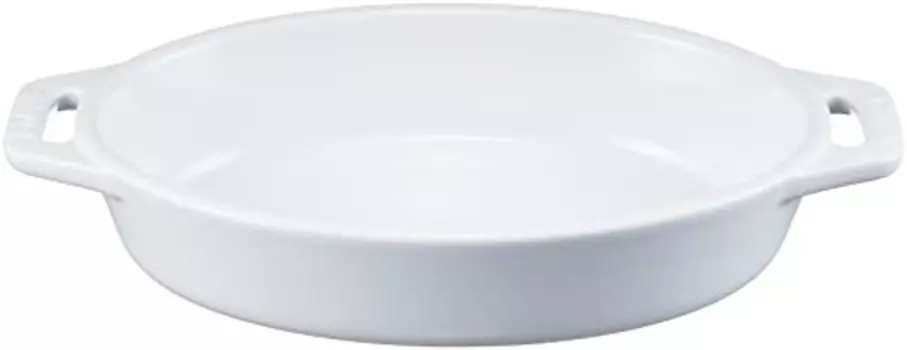 Staub Oval Dish, White, 6.7 inches (17 cm), Ceramic Au Gratin Dish, Oven and Microwave Safe