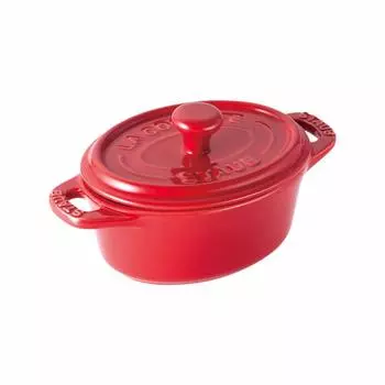 staub Oval Mini Cocotte Pair Cherry 11cm Set of Heat Resistant Storage Container Microwave Safe Japanese Ceramic Cocotte Oval Ceramic 2 [Authorized