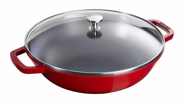 Staub Pan Cherry Большая литая эмалированная кастрюля ручной работы IH совместимая японская специализация Multi 30 см [Авторизованный продукт] 40511-345