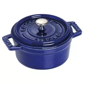 Staub Pico Cocotte круглая литая эмалированная кастрюля кухонная утварь кухонная утварь Granblue 10 см 1101091 0,25 л [Товар] синий