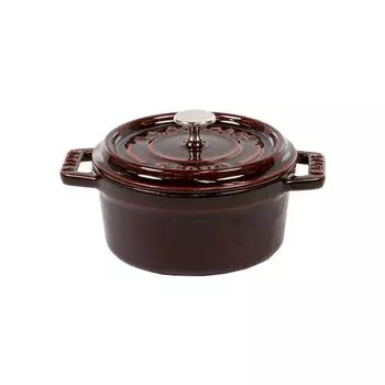 Staub Pico Cocotte круглая литая эмалированная кастрюля кухонная утварь гренадин красный 10 см 1101087 0,25 л [Товар] красный