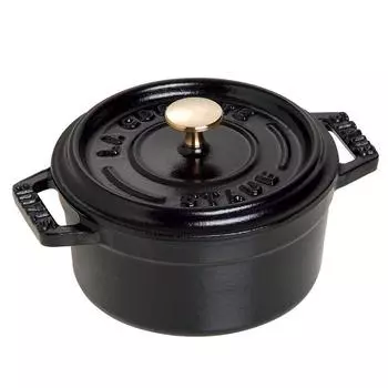 Staub Pico Cocotte круглый черный маленький эмалированный горшок ручной работы японский La Cocotte круглый Mini 10 см [Авторизованный продукт] 40500-101