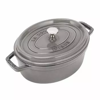 Staub Pico Cocotte Oval 27 см Графитовый серый 1102718 Двуручная эмалированная кастрюля Овальная Brater Графитовый серый Pico Cocotte Стильная кастрюля Посуда для кухни