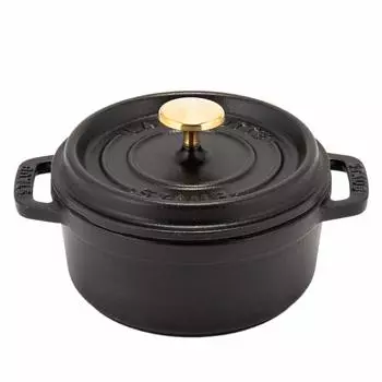 Staub Pico Cocotte Round 12 см, черный 1101225 Двуручная эмалированная кастрюля Rund Brater, черная Pico Cocotte, стильная кастрюля, сковорода, кухонная утварь, кухонные принадлежности [Staub чёрный