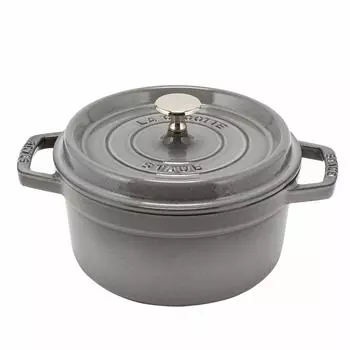 Staub Pico Cocotte Round 20cm Graphite Gray Двуручная кастрюля Эмалированная кастрюля Rund Brater графитово-серая Посуда Кухонные принадлежности [Staub Pot]
