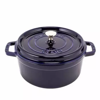 Staub Pico Cocotte Round 24 см Двуручный горшок Эмаль Кастрюля 1102491 Кокотница темно-синяя Стильная Кухня Новая Жизнь [Staub] [Товар]