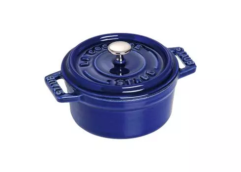Staub Pico Cocotte Round Granblue Small Hand Литой эмалированный горшок IH Совместимый с японским La Cocotte Round Mini 10cm [Авторизованный продукт] 40510-262
