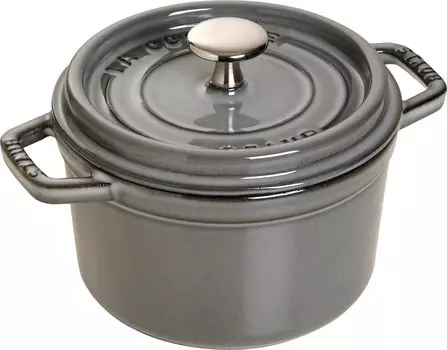 staub Pico Cocotte Round Grey 14 см Маленький эмалированный горшок ручной работы, совместимый с IH, авторизованный японский продукт] La Cocotte Round 40509-475