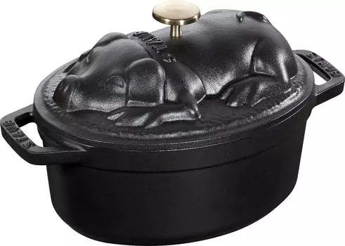 staub Piggy Cocotte Black 17 см Оба эмалированных горшка ручной работы, совместимые с IH, авторизованный японский продукт] La Cocotte Special Shape 40500-171