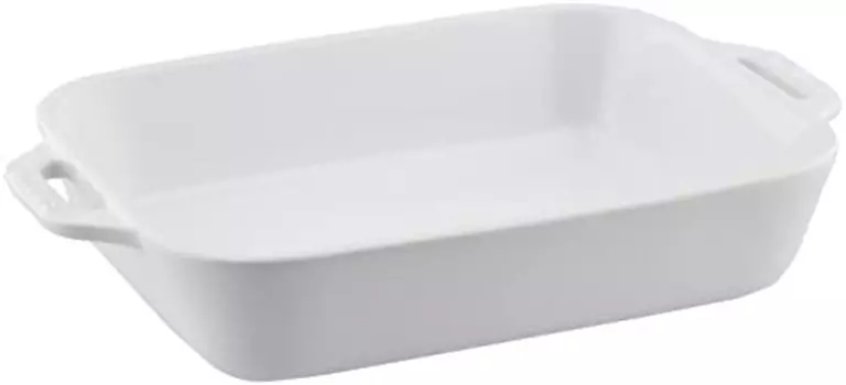 Staub Rectangular Dish, White, 7.9 x 6.3 inches (20 x 16 cm), Ceramic Au Gratin Dish, Oven Safe