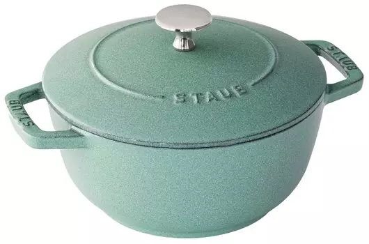 staub Sage Green M Две ручные литые эмалированные кастрюли Yukihira рисоварка 2 чашки IH совместимая японская Wanabe 18 см [Авторизованный продукт] Wa-NABE 40508-824