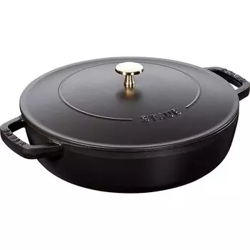 Staub Сотейник Черный Большой Чугунный Эмалированный Горшок Сукияки Совместимый с IH Японская Жаровня Braiser 26см [Авторизованный Продукт] 40506-542 чёрный