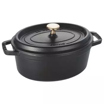 Staub staub Cocotte Oval Black Оба отлиты вручную эмалированный горшок IH совместимый японский La Cocotte Oval Pico 23 см [Авторизованный продукт] 40500-231