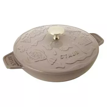 staub Тарелка Ocean круглая 20 см льняная латунная ручка Mina Perhonen для обеих рук литая эмаль мелкая IH совместимая японская конфорка ocean [STAUB min льняной