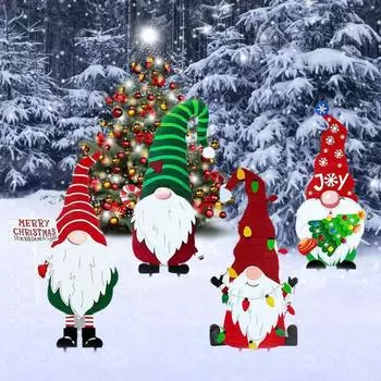 Ставки Милый Сад Металлический Гном Двор Художественная Вывеска Вставка на Газоне Праздник Новый Год C