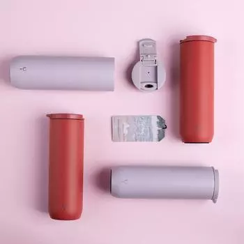 STAY24 Нержавеющая сталь круглая (450мл) Стакан без BPA Серый Красный красный