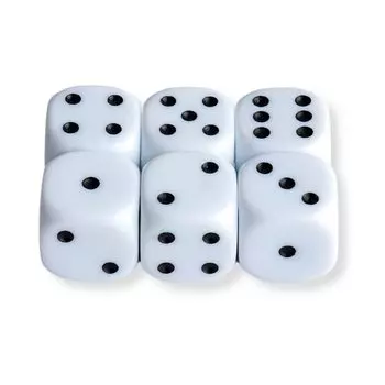 STAY Четыре больших 6-гранных кубика размером 25 мм x 25 мм, шт., (6-гранные игральные кости) (белый)