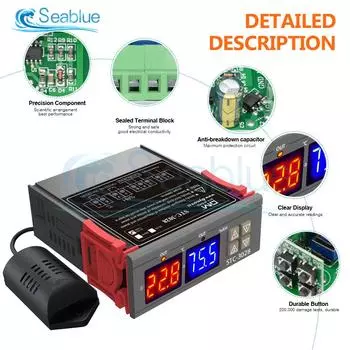 STC-3028 SHT2000 Регулятор температуры и влажности для домашнего холодильника Термостат Гигростат Термометр Гигрометр DC 12 В 24 В AC 110-220 В