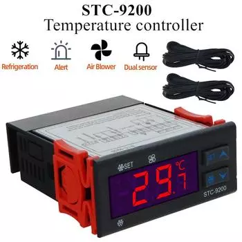 STC-9200 Контроллер температуры Цифровой термостат Микрокомпьютерный регулятор Охлаждение Размораживание Терморегулятор С Сигнализацией Вентилятора