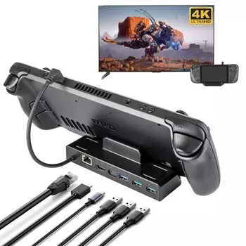 Steam Deck/Steam Deck OLED/ASUS Rog Ally TV Dock HDMI-выход Iesooy Подставка для зарядки 6 в 1 Мини-док-станция 3 USB-порта