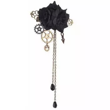 Steampunk Brooch Pin Steampunk Hair Clip Goth Flower Brooch Pin Goth Hair Clip Women Goth Barrettes Diy Bridal Headdress чёрный