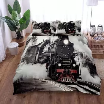 Steampunk Railroad Train Duvet Cover Set Usa King Queen Double Full Twin Single Size Bed Linen Set 140cmx200cm