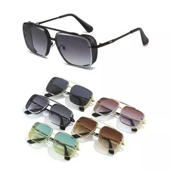 Steampunk Sunglasses UV400 Protection Y2K Punk Shades Metal Frame Square Sun Glasses Women Men Driving Fishing Travel Goggles