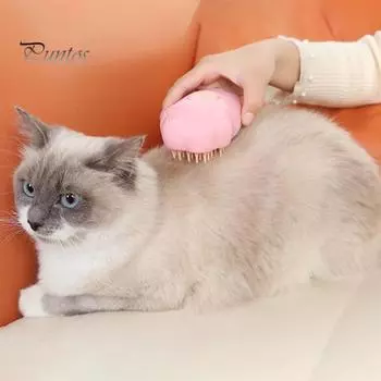Steamy Cat Brush Электрическая паровая щетка для кошек 3 в 1 Cat Steamy Brush Щетка для ухода за кошками Самоочищающаяся щетка для домашних животных для массажа Удаление распущенных волос розовый