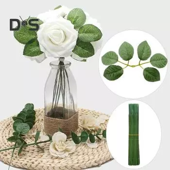 стебель зеленого цветка, зеленые поделки, изготовление букета своими руками, искусственная цветочная композиция, пластиковый цветочный стержень, набор проводов, товары для флористов 100pcs A