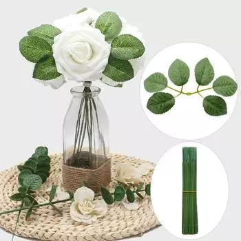 стебель зеленого цветка, зеленые поделки, изготовление букета своими руками, искусственная цветочная композиция, пластиковый цветочный стержень, набор проводов, товары для флористов 100pcs A