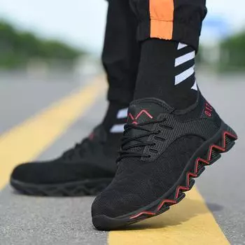 Steel Baotou Anti-smashing, Anti-piercing, Safe Construction Site Work Shoes, Mesh Fly-woven Labor Insurance Shoes 36
