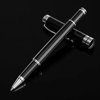 Steel Black Ink Student Stationery Signature Pen Roller Ballpoint Pen Metal Pen Roller Ball Pen Black (silver)