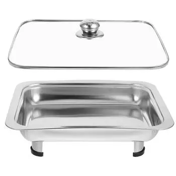 Steel Buffet Heater Fruit Tray Flat Serving Holder for Food Party Metal Stainless Stainless-steel Pan Dish
